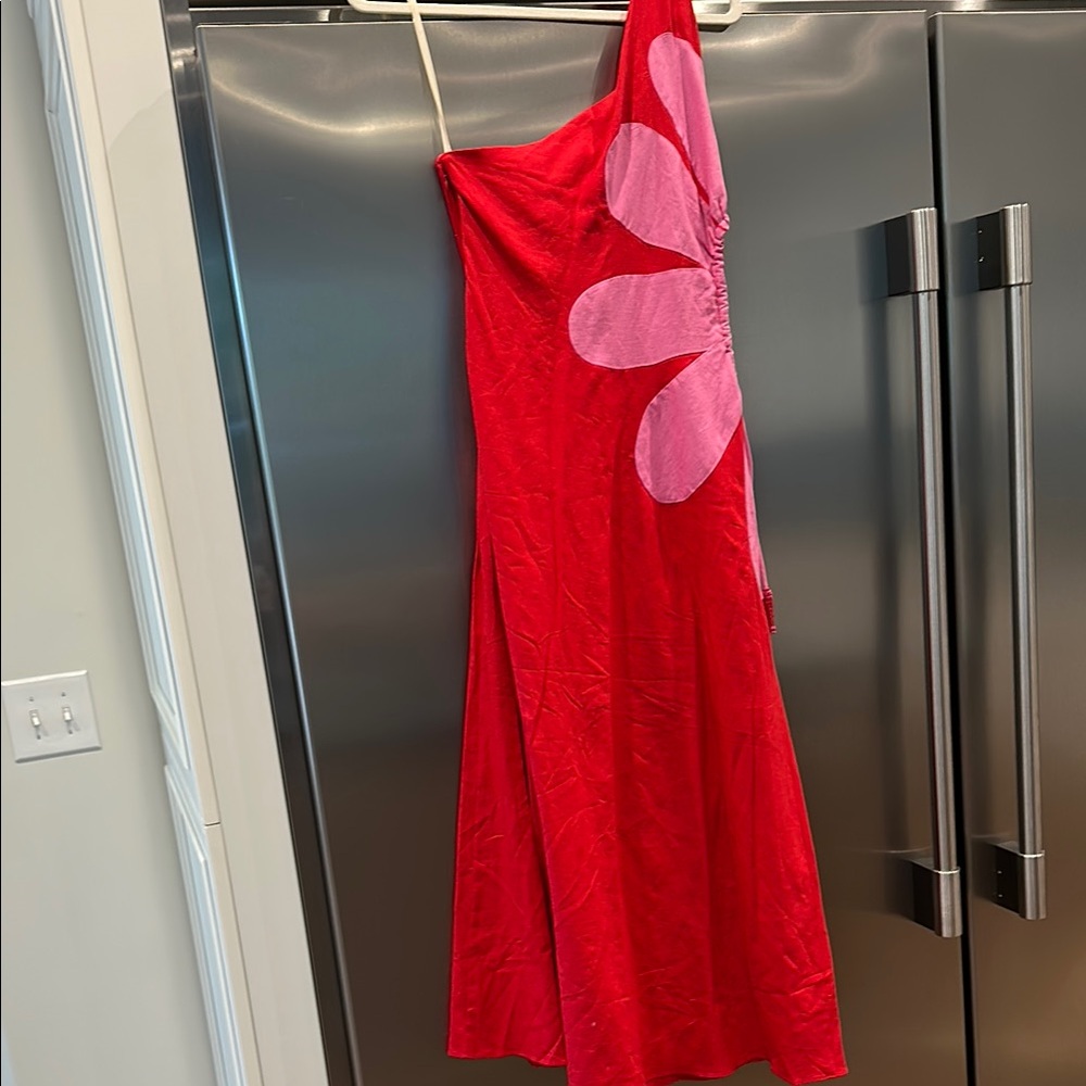 FARM Rio One Shoulder Red and Pink Dress - Picture 4 of 4